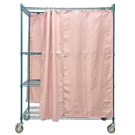 Quantum Storage Systems 80"H - Double Curtain, Double Sided 3 Shelf Wire Shelving Cart WRC74-1860FP-3PC